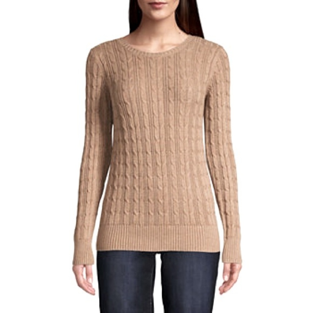 ⭐️St. John's Bay Cable Womens Crew Neck Long Sleeve‎ Pullover Sweater size PXXL